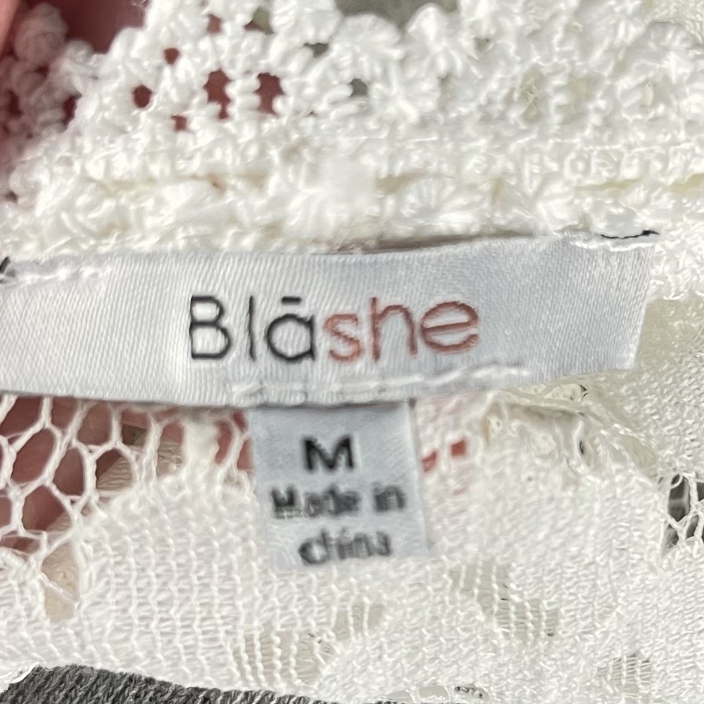 Blāshe‎ White Floral Lace Sleeveless Mini Sheath Dress NWT Size M Bridal Event - Picture 7 of 13